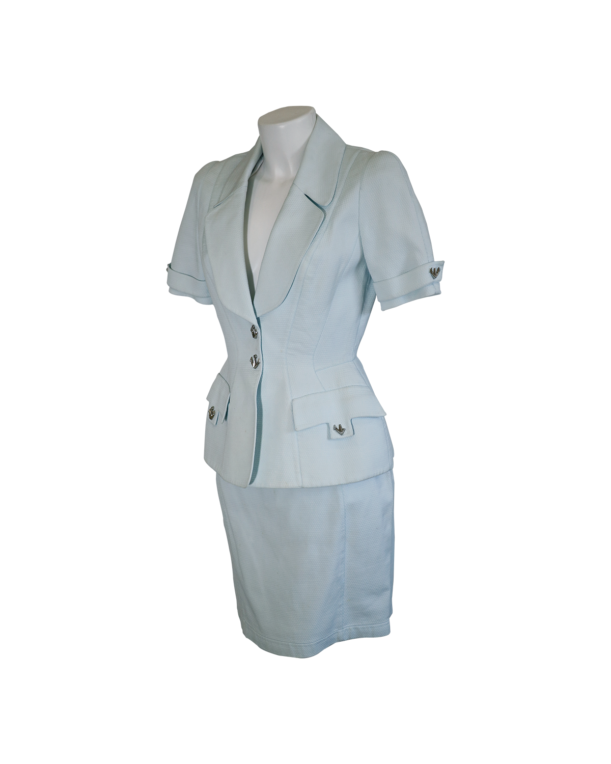 Thierry Mugler Light Blue Suit from 1980s