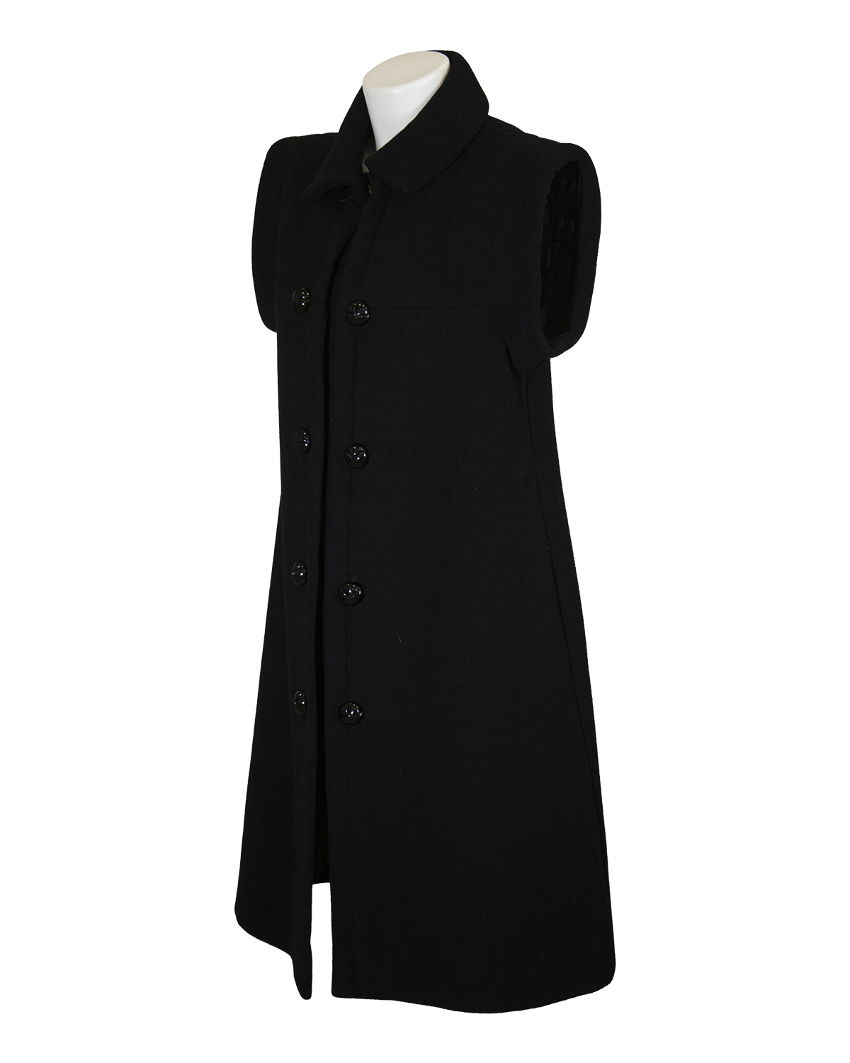 Pierre Cardin Sleeveless Black Dress from 1970s