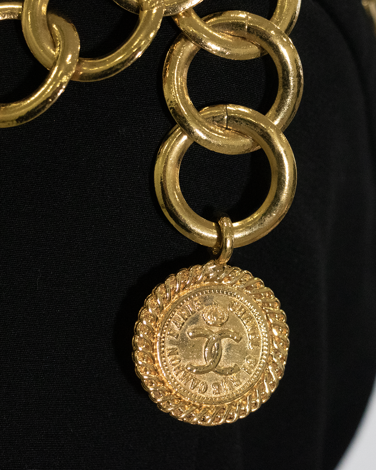 Chanel black dress with golden details 1980s