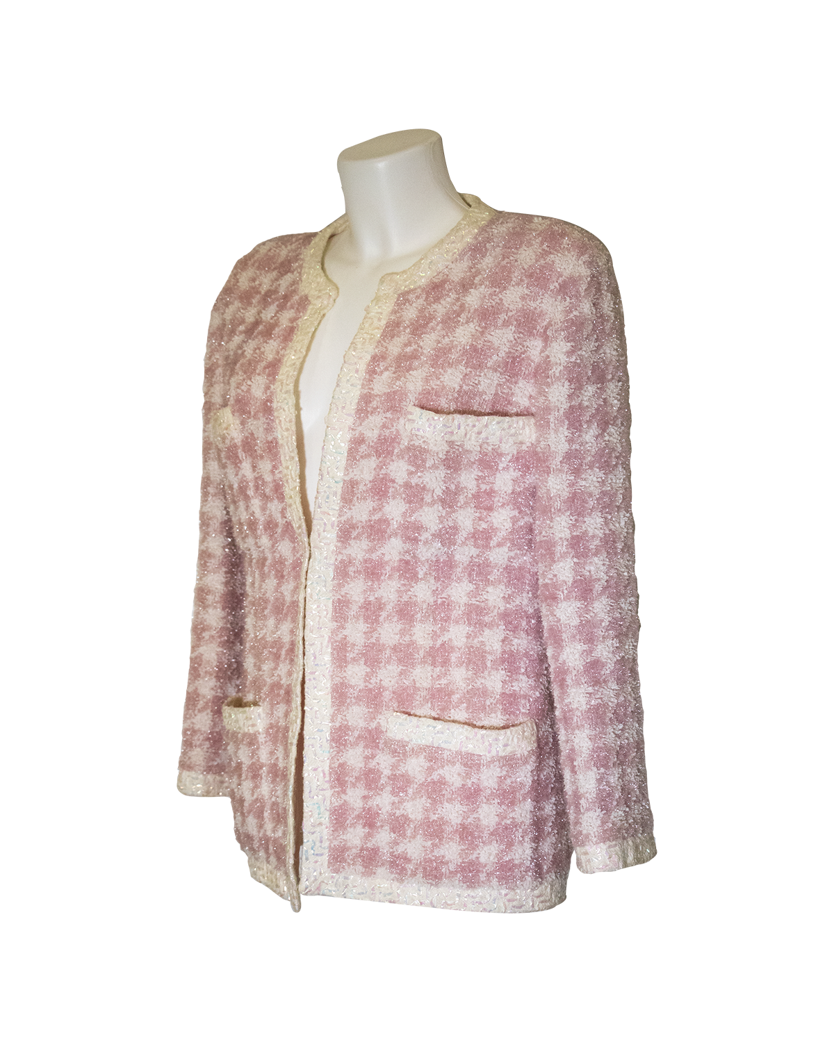 Chanel Pied de Poule Pink Jacket from 1980s