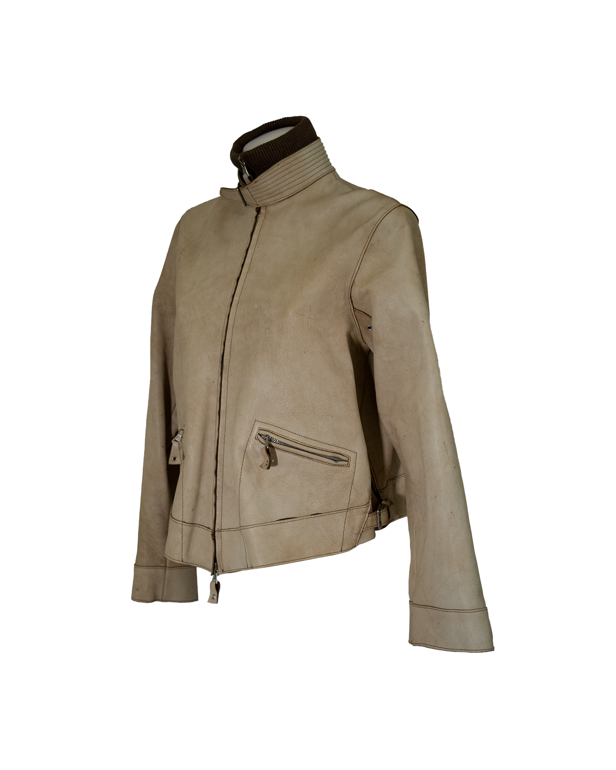 Jean Paul Gaultier Beige Leather Jacket from 1990s