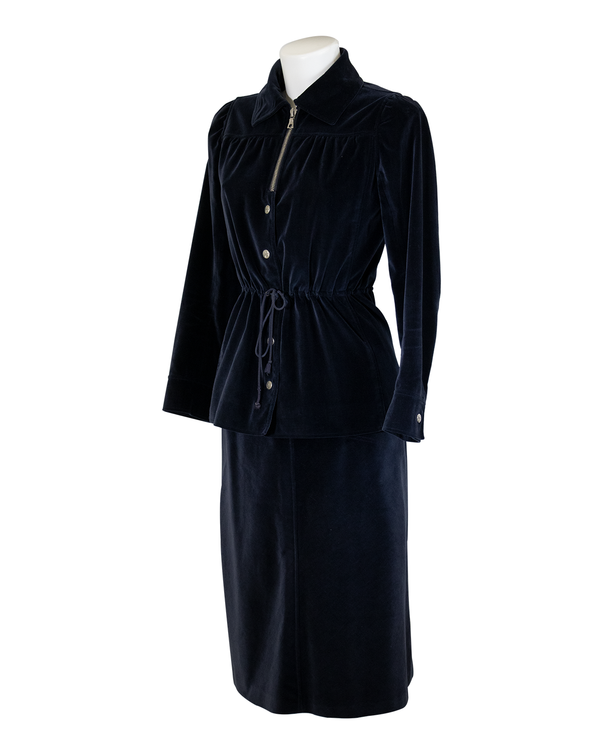 André Courrèges Blue Velvet Suit from 1970s