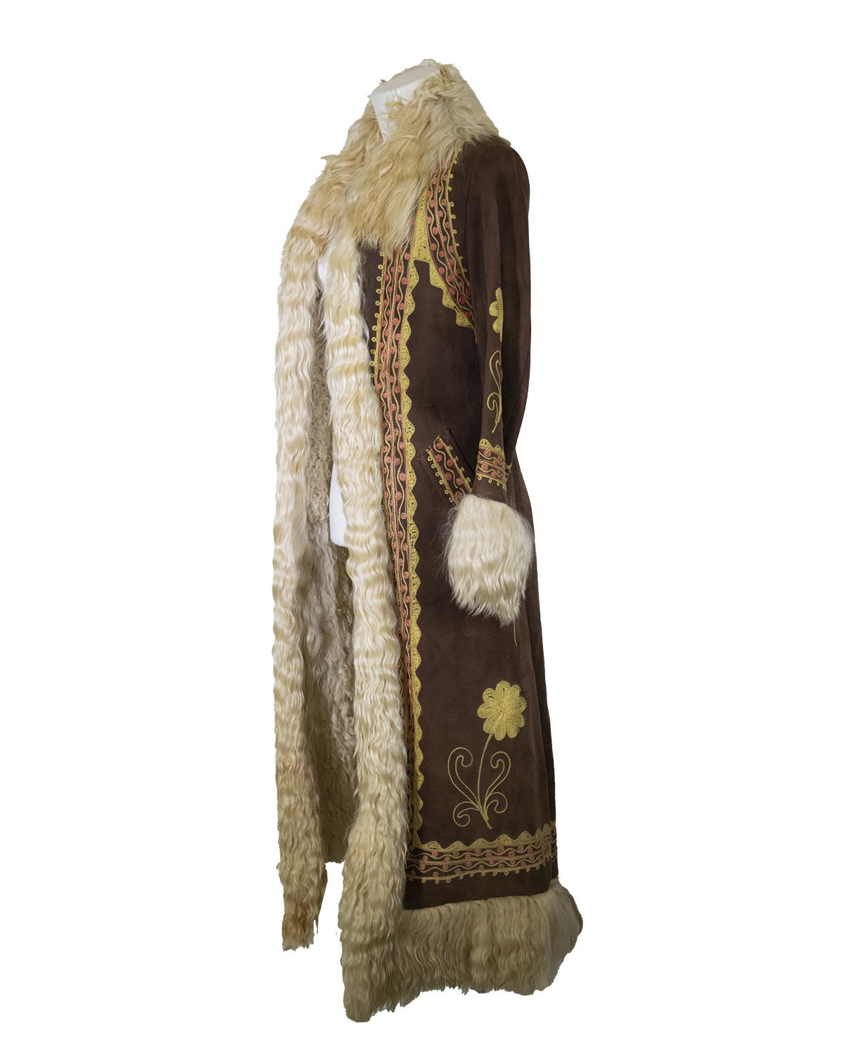 1970 - Brown Sheepskin with Floral Embroidery